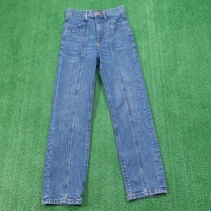 Express Jeans Womens 00/R Blue Super High Rise Straight Original 24x25 Stretch